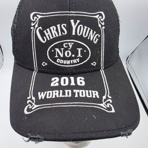 Chris Young 2016 World Tour Mesh Trucker Hat Adjustable Black Collectible Cap - Picture 10 of 10